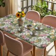 thumbnail image 3 of Sage Green Botanical Table Cloths for 4 Foot Rectangle Tables, Spring Floral Summer Botanical Vintage Patio Waterproof Elastic Fitted Tablecloths, Washable Rectangular Table Cover for Camping, 3 of 8