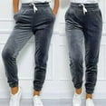 thumbnail image 2 of BLVB Women's Winter Warm Velour Sweatpants Velvet Joggers Cozy Active Running Lounge Pants Trousers with Pockets Dark Gray, 2 of 7