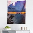thumbnail image 1 of Beach Tapestry, Tropical Seashore Majestic Sunset Natural Scenery Big Clouds Rocks Exotic Landscape, Fabric Wall Hanging Decor for Bedroom Living Room Dorm, 5 Sizes, Multicolor, by Ambesonne, 1 of 1