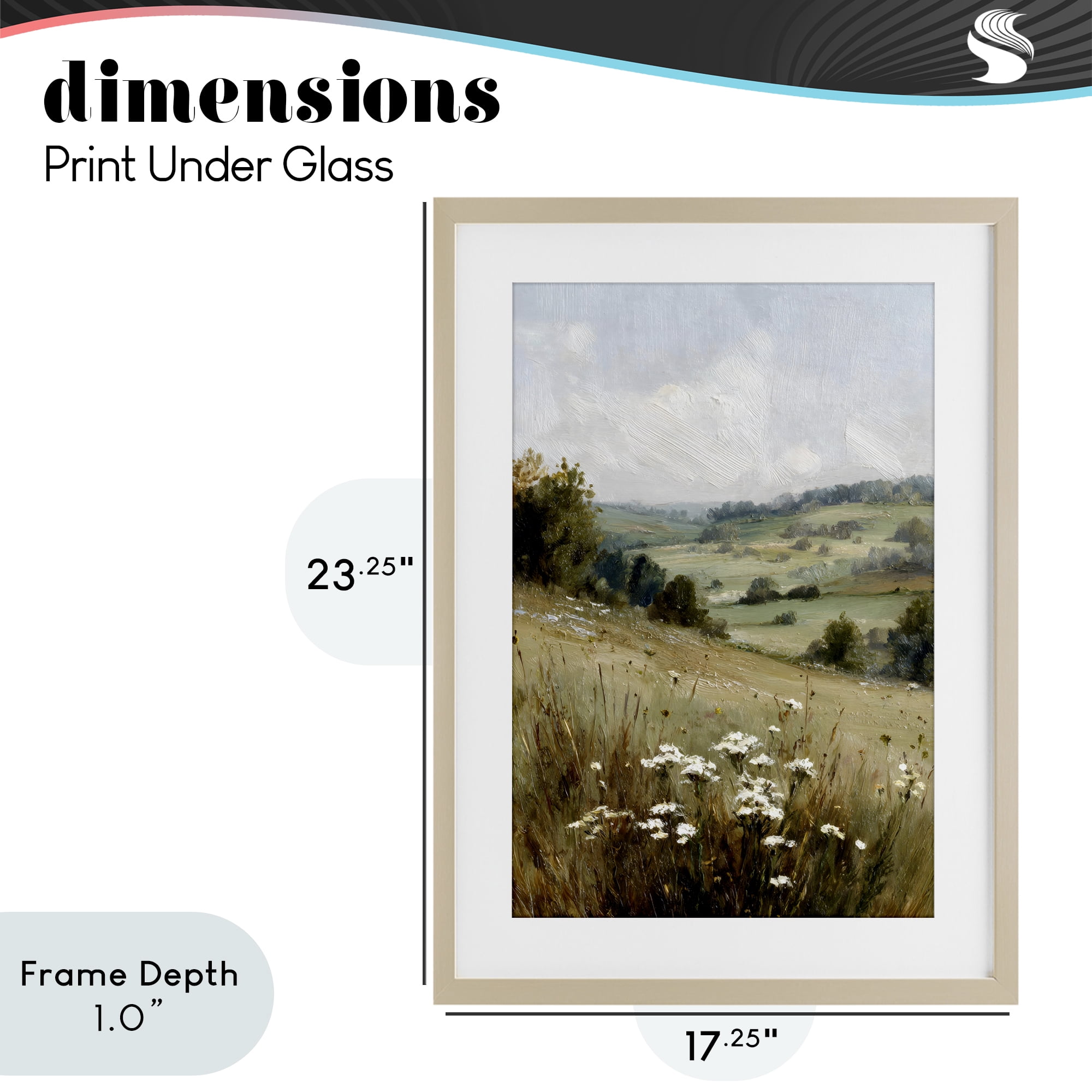 Stupell Industries Hill of White Flowers Birch Framed Print Under Glass, design by Petal Prints Design