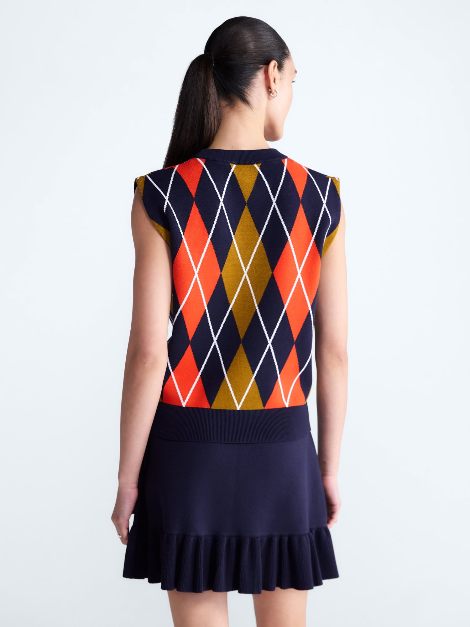 Free Assembly Women's Argyle V-Neck Sweater Vest, Sizes XS-XXL