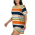 thumbnail image 2 of Picia Colorful Pastel Stripes Pajamas Sets for Women Soft Short-Sleeved Pjs with Lounge Shorts Two Piece Sleepwear-Small, 2 of 9