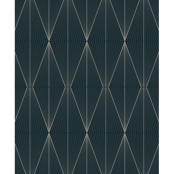 NextWall Blue Denim & Pewter Geo Diamond Peel and Stick Wallpaper - 20.9 ft. W x 18 ft. L Roll