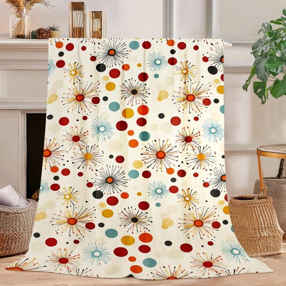 Mid Century Retro Blanket Mid Century Fleece Throw Blanket Super Soft Fuzzy Plush Cozy Warm Stuffed Bedding Blankets Gift for Boys Girls Men Women Kids & Adult 80"x60"