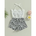 thumbnail image 2 of Wassery Baby Girls Short Jumpsuit Sleeveless Tie-up Halterneck Leopard Print Patchwork Summer Bodysuit, 2 of 8