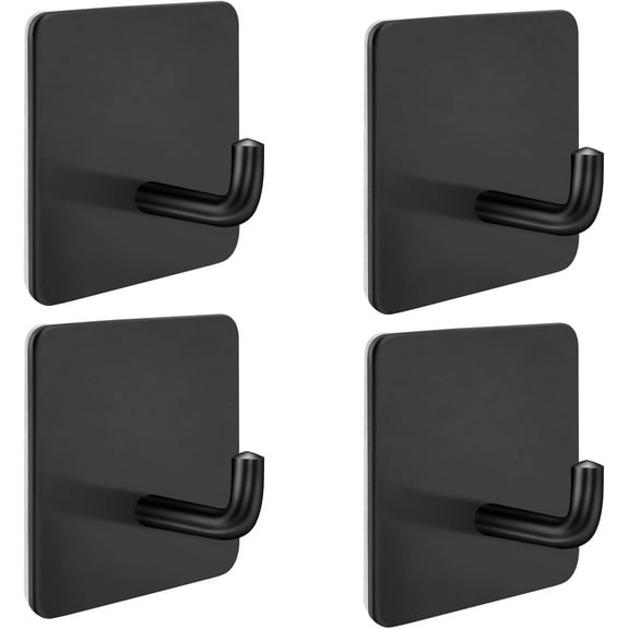 4 pieces self-adhesive hooks, towel hooks for wall, stainless steel heavy duty hooks for coat door hooks, 3M waterproof strong wall door hooks