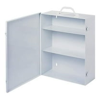 First Aid Cabinet, White Steel 3-Shelf - 15"W x 16.31"H x 5.56"D - Industrial Empty Medical Cabinet for Workshop, Garage, Office