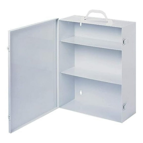 First Aid Cabinet, White Steel 3-Shelf - 15"W x 16.31"H x 5.56"D - Industrial Empty Medical Cabinet for Workshop, Garage, Office