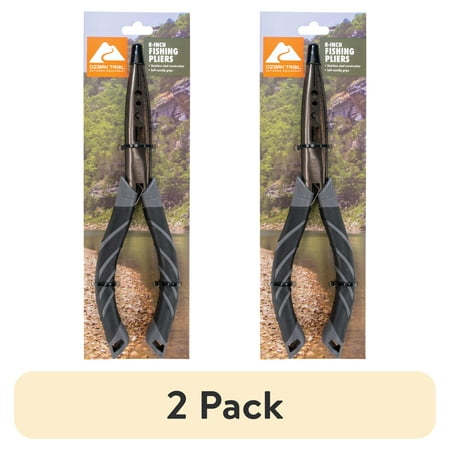 (2 pack) Ozark Trail 8-Inch Stainless Steel Fishing Pliers with Soft Grip Handle