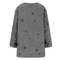 thumbnail image 5 of Women's Mid-Length Star Print Pullover, Double-Sided Fleece Hoodie, Loose Fit Round Neck Sweatshirt, Cozy Plush Long Sleeve Top, Kangaroo Pocket Casual Loungewear Grey L, 5 of 6