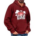 thumbnail image 3 of YOIAVAIOY Valentines Hoodies for Men Y2k Valentine's Heart Love Print Pullover Long Sleeve Gift Tops Wine XXL, 3 of 5