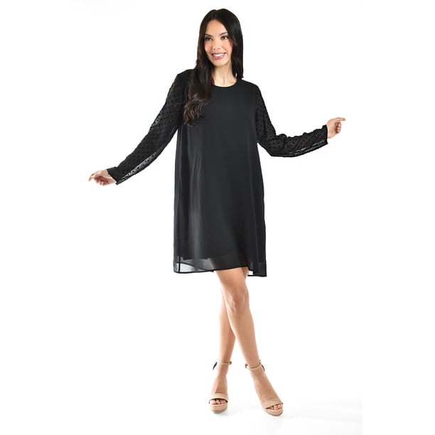 Vestido de mangas con relieve Roman Fashion 3823 Negro M