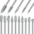 thumbnail image 1 of 15Pcs Cutting Burrs Bits Set Solid Tungsten Steel Rotary Files Set ​with 1/8 Inch Shank Sharp Rotary Burr Set Carpenter Tools for Woodworking Engraving Drilling, 1 of 7