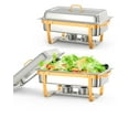 thumbnail image 1 of Ensemble de Réchauds pour Buffet, 2 Paquets de 8 QT Réchauds et Ensembles de Réchauffe-Buffet avec Cadre Pliant pour Mariages Fêtes Banquets Événements de Traiteur, Or, 1 of 7