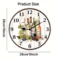 thumbnail image 2 of Kurmntregon Wine Wall Clock Winery Bar Decorative Wall Clock Wall Clock Non Ticking Silent Kitchen Clock Battery Operated Clocks For Living Room Bedroom Decor Round 10inch, 2 of 6