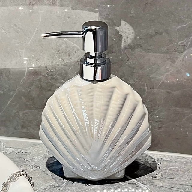 Creativa botella de loción de cerámica con concha brillante nacarada for cocina y baño, práctica y estética esencial for el hogar