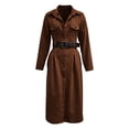 thumbnail image 5 of PBFRDSJ Women's Suede Long Shirt Dresses Lapel Long Sleeve Solid Color Casual Loose Midi Fall Spring Dresses with Belt, 5 of 5