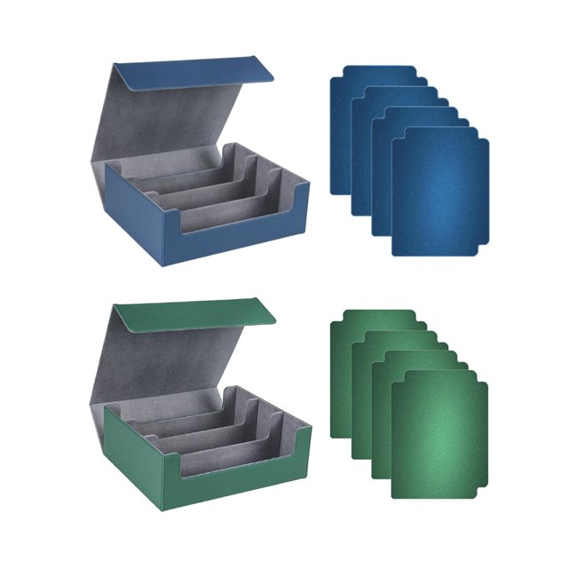 2x caja de baraja de cartas coleccionables, caja de tarjetas deportivas, soporte para tarjetas, funda protectora para tarjetas deportivas Azul verde