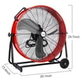 thumbnail image 4 of Achazel 24 Inch Industrial Drum Fan, 3-Speed Heavy Duty 8100 CFM Air Circulation High Velocity Floor Fan for Warehouse Workshops Garage Cooling Red, 4 of 11