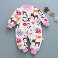 thumbnail image 2 of Qingpeng Newborn Infant Romper Boy Girl Long Sleeve Floral Print One Piece Jumpsuit Winter Fleece Warm Outwear Clothes Pajamas Outfits for Kids 3-18M, 2 of 3