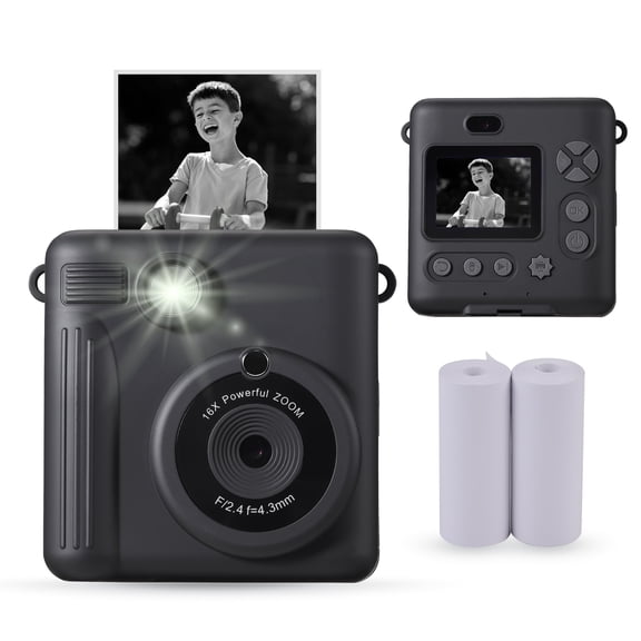 Open Box Vivitar InstaPrint Digital Camera, 12MP, 4 Games, 2 Rolls of Paper, Instantly Prints 2" X 3" Pictures -Grey