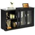 thumbnail image 1 of Giantex Stackable Buffet Cabinet, Kitchen Storage Cabinet with Sliding Tempered Glass Doors, Small Sideboard for Kitchen, Dining Room or Living Room, Black, 1 of 8