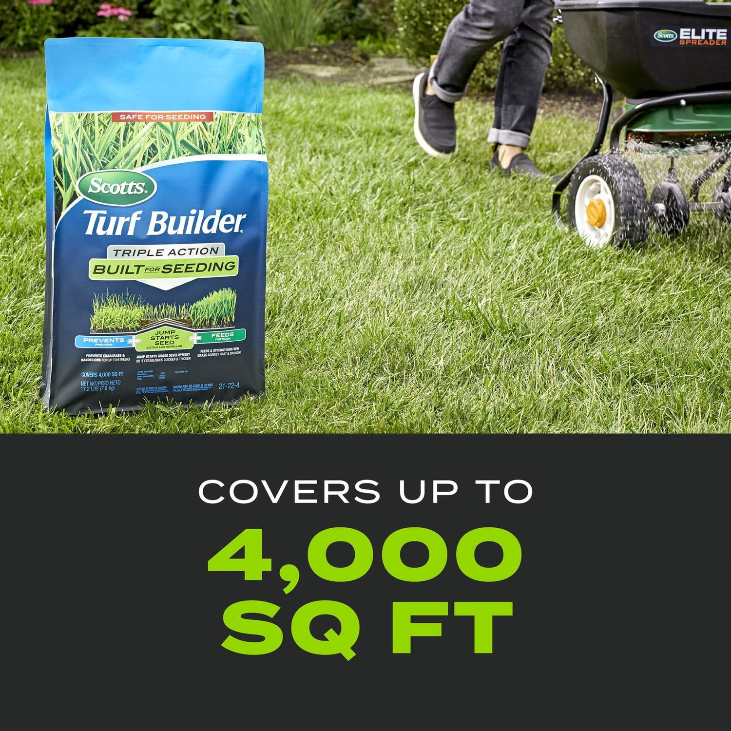Scotts Turf Builder Triple Action Built for Seeding - Weed Preventer Plus Fertilizer, 4,000 sq ft 2-Pack