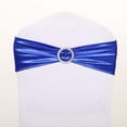 thumbnail image 6 of BalsaCircle 5 Royal Blue Metallic Spandex Chair Sashes Silver Round Buckles Party Ceremony, 6 of 8