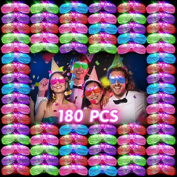 Cadeaux de la Saint-Valentin, 180 Pcs Lunettes Lumineuses pour le Nouvel An, Fournitures de Fête Phosphorescentes, Lunettes LED, Lunettes Néon en Vrac pour Enfants et Adultes