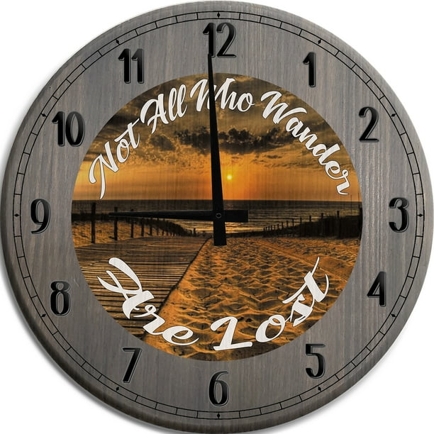 Large Wall Clock All Who Wander Are Not Lost Beach Boardwalk Man Cave Decor Barnwood Gray 18 Inch Com - 48 Inch Wall Clock Large Wall Clock All Who Wander Are Not Lost Beach Boardwalk Man Cave Decor Barnwood Gray 18 Inch Com - 48 Inch Wall Clock