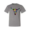 thumbnail image 2 of Wild Bobby, Colorful Rainbow Cow Bull Skull Animal Lover Men's Graphic T-Shirt, Heather Grey, 4XL, 2 of 3
