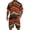 Brown, variant on Mens Vintage Shirt and Shorts Set Retro Print Button Up Camp Collar Top with Elastic Waist Shorts Casual Summer Beach Outfit