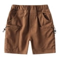 thumbnail image 3 of Gubotare Boy Uniform Shorts Toddler Boy Athletic Shorts Boys Soccer Shorts Basketball Short Pants with Pockets Size 7-8 (Brown,7-8 Years), 3 of 5