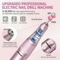 thumbnail image 6 of Sentryse Electric Nail Drill Machine 45000RPM Professional Rechargeable Nail File with LCD Display & Base & 7 Bits, Nail Drill Kit for Manicure, Pedicure, Acrylic Nails Gel Polishing, Pink, 6 of 11