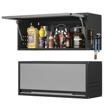 Coolsun Metal Wall Cabinet, Garage Wall Cabinet with Up-Flip Door, 31.5" Wall Mounted Metal Storage Cabinet for Kitchen,Garage,Basement,Warehouse Assembly Required-31.5" W*12.6 D*13.8 H