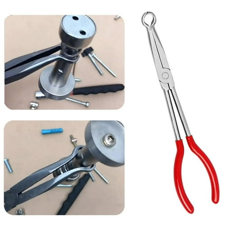 

Xecvkr 27.7cm/10.91 Long Rubber Handle Circle Pliers with Curved Nose Pointed Tip and Gripping Jaws - Ideal for Dismantling and Restoring Car Igniter Boots and Wires in American English