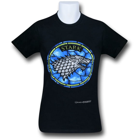 Game Of Thrones Stark Stained Glass T-Shirt-Men's 2XLarge