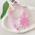 thumbnail image 1 of Pink Bow Cable Charger Protector Sleeve For IPhone 15 14 13 12Pro Max 18W 20W Original Charger Data Cable Wire Winder Protective PinkBL, 1 of 6