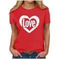 thumbnail image 6 of Neewe Womens Lover Heart Graphic Crewneck Shirt Valentines Funny Couple Matching Casual Short Sleeve Tee Tops, 6 of 8