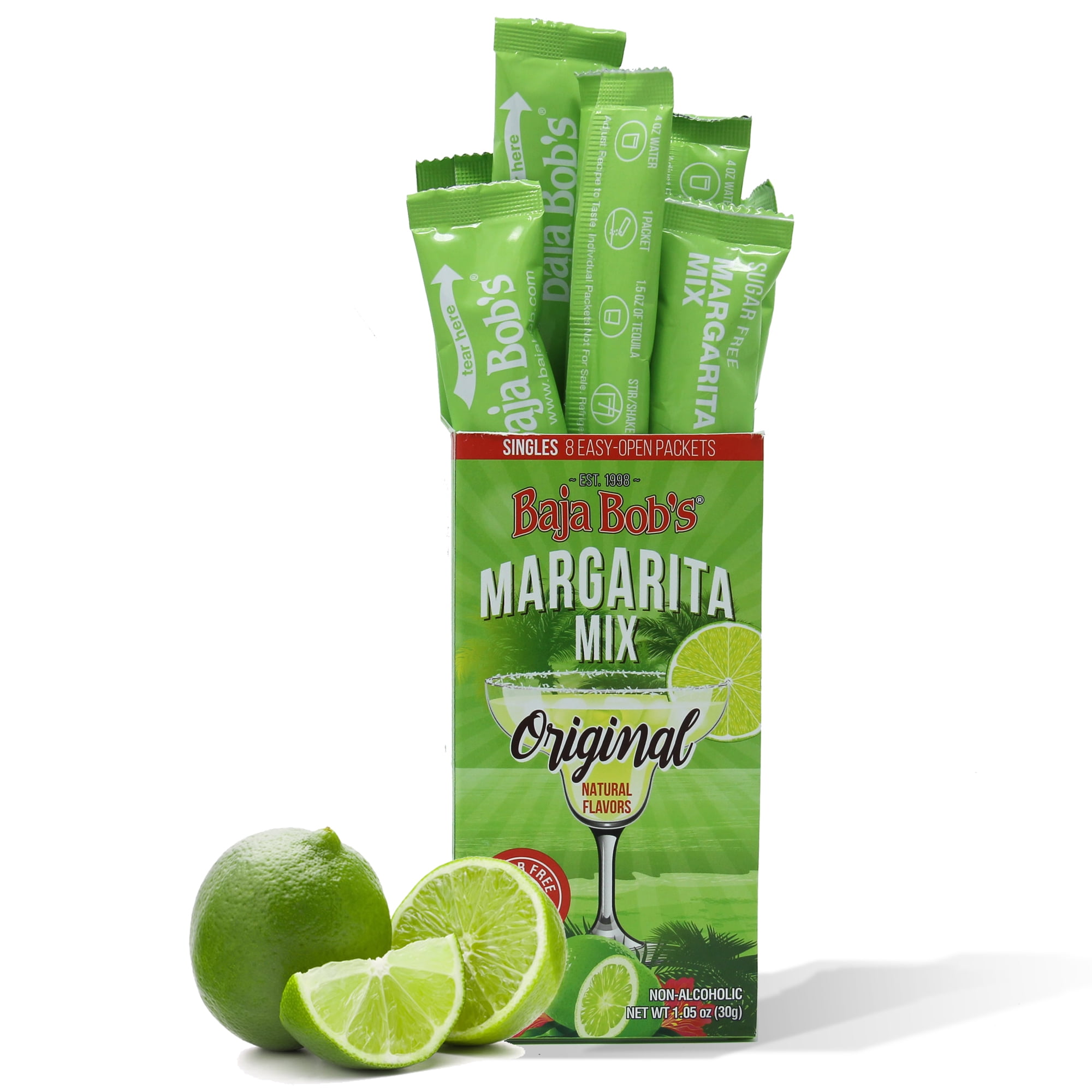 Baja Bob's Sugar Free Original Margarita Mix Singles 8 Single-Serve Cocktail Mix Packets by