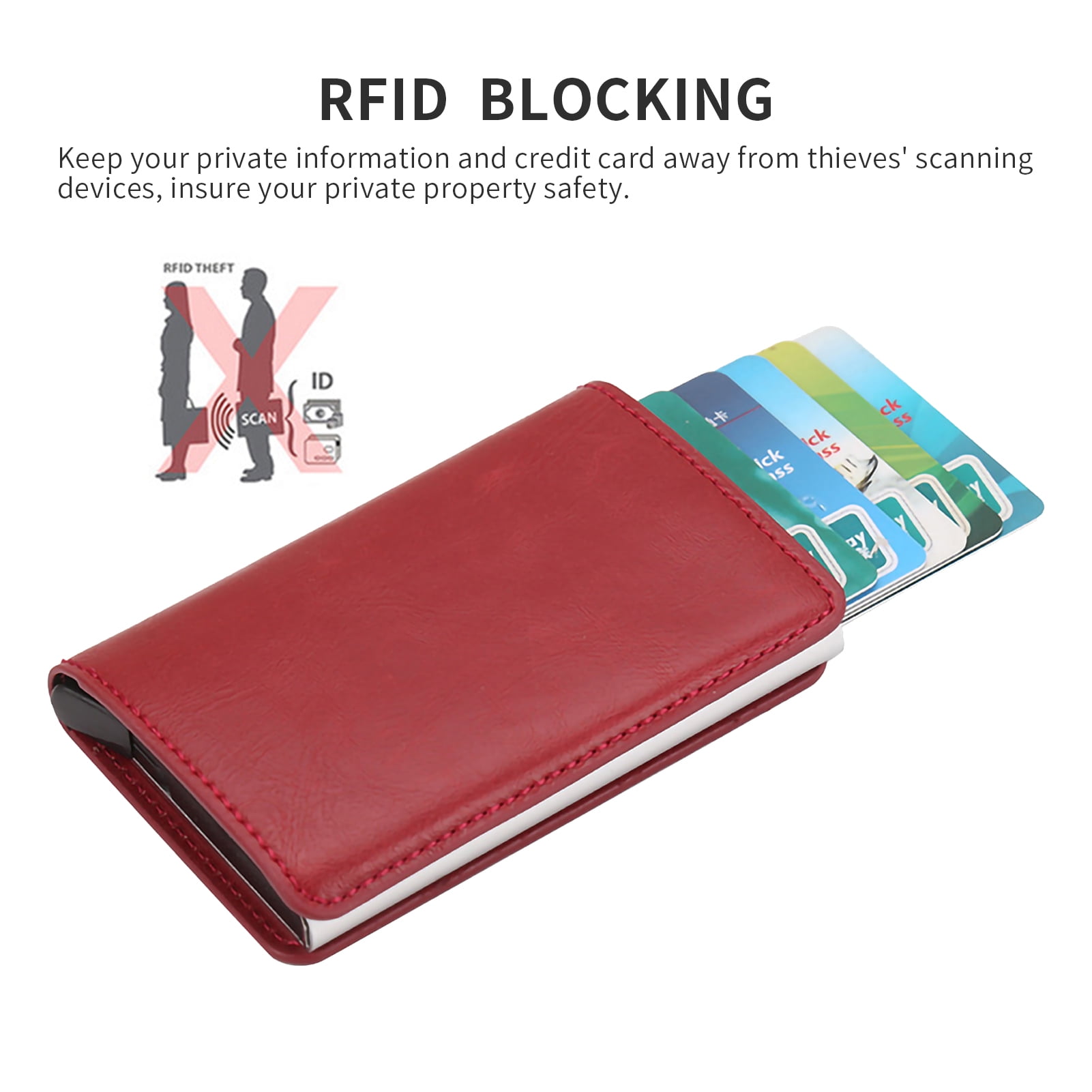 Credit Card Holder Wallet,2 Pieces RFID Blocking Credit Card Case,Stainless Steel Card Case,Business Card Case with 6 Compartments,Multifunctional Bank Card Case,for Men and Women,Travel and Work