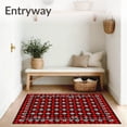 thumbnail image 3 of ODIKA 3'x5' Machine Washable Non-Slip Area Rug, Festive Plaid Patchwork Checkered with Nordic Inspired Details High Traffic Rug with Pad, Red, 621155, 3 of 8