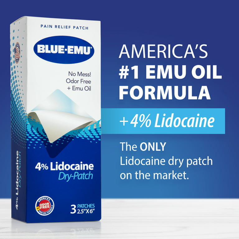  Blue Emu Blue-emu lidocaine Pain Relief Cream Non-Child  Resistance Cap, Odor Free, 2.7 Ounce : Health & Household