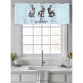 thumbnail image 4 of Blue Easter Curtain Valances for Windows, Spring Rabbit Plaid Flowers Animal Floral Kitchen Valance Window Treatment, Light Filtering Block Curtains for Bathroom/Bedroom/Living Room 42'' x 18'', 4 of 9