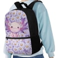 thumbnail image 4 of Yuyamidu Axolotl Backpack for Girls 8-12 Purple Daisy Kids Backpacks Elementary School Bookbag 5th Grade Children Book Bag with Adjustable Padds Straps, 4 of 6