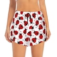 thumbnail image 2 of Gukieu Ladybug And Heart Print Women's Sports Shorts with Drawstring Elastic Waistband for Running, Yoga, Fitness-Small, 2 of 7