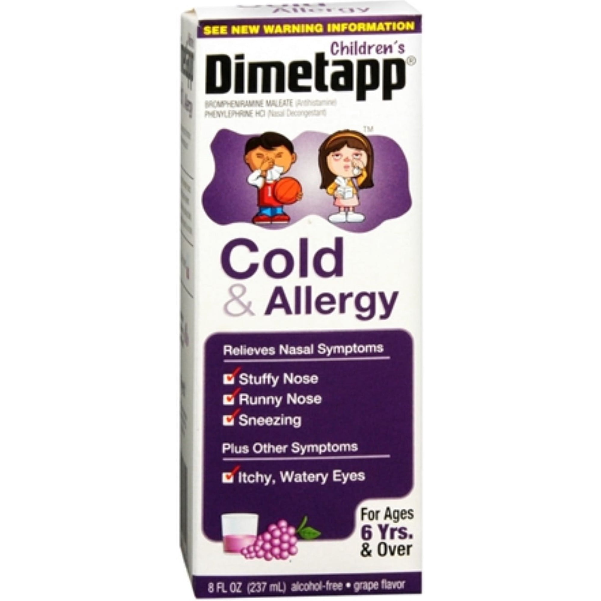 Dimetapp Children's Cold & Allergy Grape 8 oz (Pack of 3)