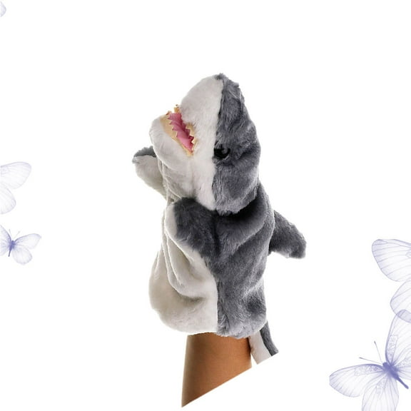 LABSERRON 1Pcs Cute Stuffed Hand Puppet Shark Puppets Plush Doll for Kids Grey 11x5.5x3.5in