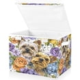 thumbnail image 2 of Large Collapsible Storage Box Flip Lid Fabric Decorative Organizer Container Basket with Handles 16.5×12.6×11.8in Lovely Yorkshire Terrier Dogs, 2 of 7