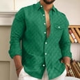 thumbnail image 2 of ZCFZJW Men's Long Sleeve Button Down Shirts Casual Big and Tall Regular Fit Solid Color Cotton Linen Shirts Untucked Beach Shirt with Pockets Green XXL, 2 of 6
